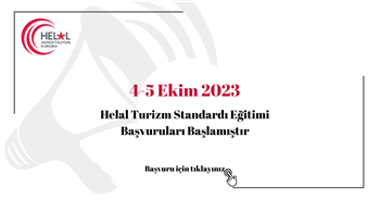  Helal Turizm Standardı Eğitimi 4-5 Ekim 2023 tarihleri arasında çevrim içi (online) olarak düzenlenecektir. 